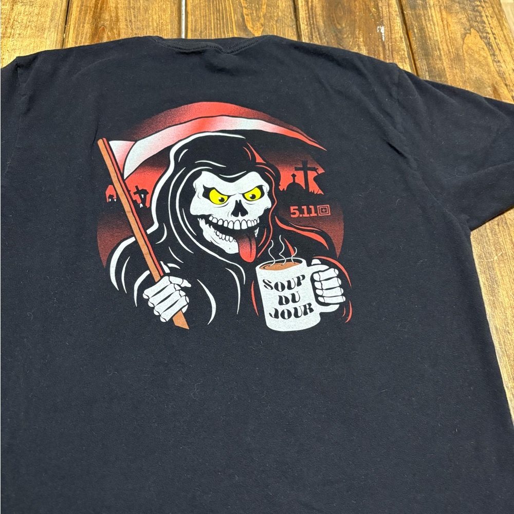 5.11 Tactical Black Tee with Grim Reaper Design